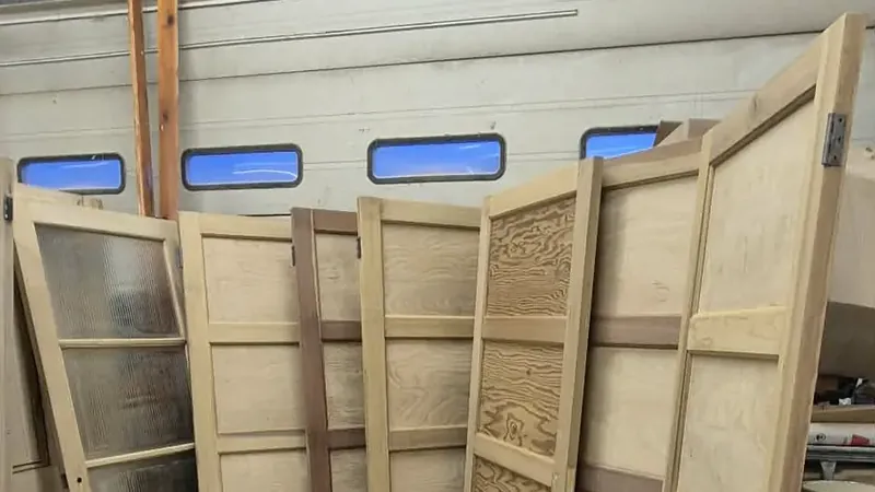 Newly stripped pine doors